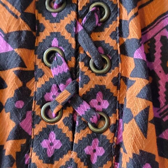 Hale Bob X-Small Multi Color Print All Viscose Blouse Long Sleeves Tie Placard - Picture 8 of 16